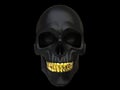 Black skull with golden set of teeth