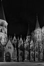 Black sky over church in Kaiserslautern at night Royalty Free Stock Photo