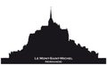 Black skyline silhouette from Mont Saint Michel, France on white background