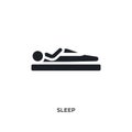 black sleep isolated vector icon. simple element illustration from gym and fitness concept vector icons. sleep editable logo