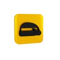 Black Sleeping hat icon isolated on transparent background. Cap for sleep. Yellow square button.