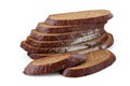 Black sliced bread close-up on a white background white background isolated Royalty Free Stock Photo