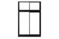 Black sliding aluminum window frame isolated on a white