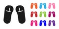 Black Slipper icon isolated on white background. Flip flops sign. Set icons colorful. Vector Illustration Royalty Free Stock Photo