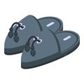 Black slippers icon isometric vector. Home footwear