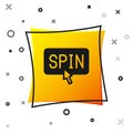 Black Slot machine spin button icon isolated on white background. Yellow square button. Vector Royalty Free Stock Photo