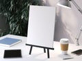 Black small easel with blank frame. 3d rendering Royalty Free Stock Photo