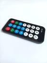 Black small remote control have various button on it