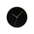 Black small simple round wall clock - watch isolated on white background Royalty Free Stock Photo