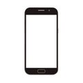 black smart phone with blank screen isolated on white