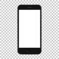 Black smart phone isolated on transparent background, vector illustration.