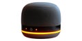 Black smart speaker with orange led light isolated on transparent background Royalty Free Stock Photo