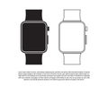 Black Smart Watch Mockup with Blank Screen, Isolated on White Background. Vector Illustration