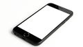 Black smartphone with blank screen on white background Royalty Free Stock Photo