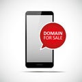 Black smartphone domain for sale speach bubble