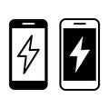 Smartphone Energy Black Icon Bundle for Battery and Power Features Royalty Free Stock Photo