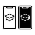 Smartphone Graduation Cap Black Icon Bundle for Education and Learning Apps Royalty Free Stock Photo