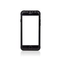 Black smartphone isolated on white background. Mobile phone frame for your design. Clipping paths or cut out object for montage