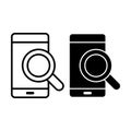 Smartphone Search Black Icon Bundle for Mobile Lookup and Discovery Tools Royalty Free Stock Photo