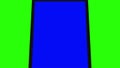 Black smartphone turns on on green background. Easy customizable blue screen. Computer generated image.