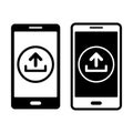 Smartphone Upload Black Icon Bundle for Mobile File Transfer and Data Submission Royalty Free Stock Photo