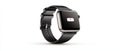 Black smartwatch red play button icon symbolizing media playback advanced wearable devices intersection of technology personal