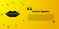 Black Smiling lips icon isolated on yellow background. Smile symbol. Vector