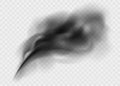 Black smoke cloud isolated on transparent background. Black cloudiness or smog. Realistic dark vector effect Royalty Free Stock Photo