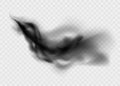 Black smoke cloud isolated on transparent background. Black cloudiness or smog. Realistic dark vector effect Royalty Free Stock Photo