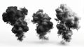 Black smoke clouds isolated on white background Royalty Free Stock Photo