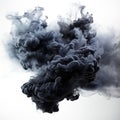 Black smoke isolated white background art cloud wavy air pollution texture Royalty Free Stock Photo