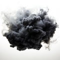 Black smoke isolated white background art cloud wavy air pollution texture Royalty Free Stock Photo