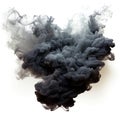 Black smoke isolated white background art cloud wavy air pollution texture Royalty Free Stock Photo