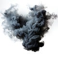 Black smoke isolated white background art cloud wavy air pollution texture Royalty Free Stock Photo