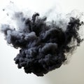 Black smoke isolated white background art cloud wavy air pollution texture Royalty Free Stock Photo