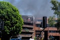 Black Smoke From A Public Car Park Fire Or Blaze As Cars Catch Fire Royalty Free Stock Photo