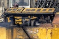 Black smoking exhaust pipe of excavator