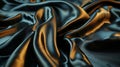 Black smooth satin or silk texture background. Dark fabric abstract texture. Luxury satin cloth. Silky and wavy folds of silk Royalty Free Stock Photo