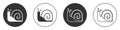 Black Snail icon isolated on white background. Circle button. Vector