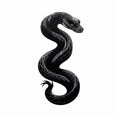 Bold Black Snake Illustration On Clean White Background