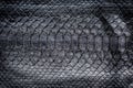 Black snake skin pattern texture. Black reptile. Python leather background. Royalty Free Stock Photo