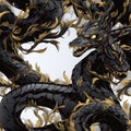 Black snakes.Seamless magical fantasy pattern with snakes and dragons.Scales Royalty Free Stock Photo
