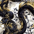 Black snakes.Seamless magical fantasy pattern with snakes and dragons.Scales Royalty Free Stock Photo