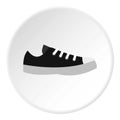 Black sneaker icon, flat style