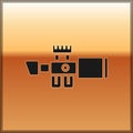 Black Sniper optical sight icon isolated on gold background. Sniper scope crosshairs. Vector
