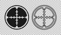 Black Sniper optical sight icon isolated on transparent background. Sniper scope crosshairs. Vector Royalty Free Stock Photo