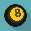 Black snooker eight pool icon, flat style