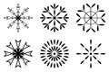 Black snow flakes set