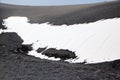 Black snow and volcanic ash at Etna volcano. Royalty Free Stock Photo