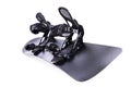 Black snowboard with black bindings isolated on white Royalty Free Stock Photo